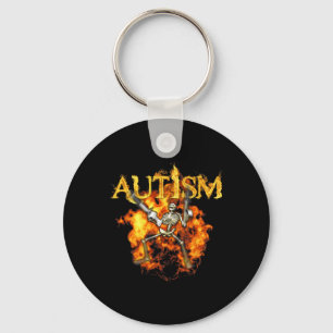 Autism Skeleton Guns Funny Fire Bones Spooky Key Ring