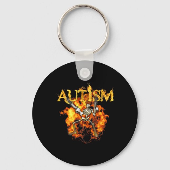 Autism Skeleton Guns Funny Fire Bones Spooky  Key Ring (Front)