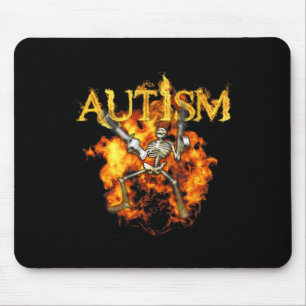 Autism Skeleton Guns Funny Fire Bones Spooky Mouse Mat