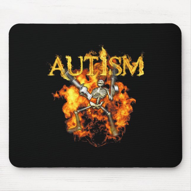 Autism Skeleton Guns Funny Fire Bones Spooky  Mouse Mat (Front)