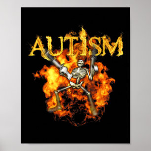 Autism Skeleton Guns Funny Fire Bones Spooky Poster