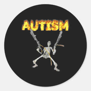 Autism Skeleton Meme  Classic Round Sticker