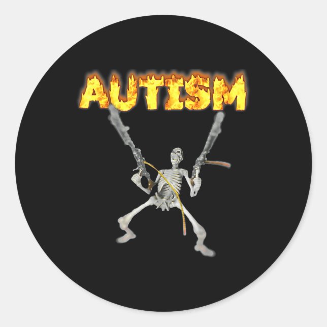 Autism Skeleton Meme  Classic Round Sticker (Front)