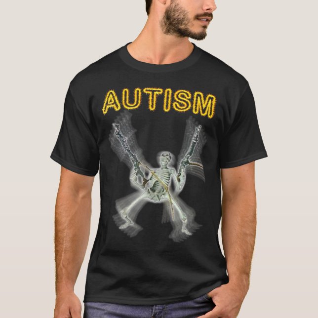 Autism Skeleton Meme Funny Men Women Kids T-Shirt  (Front)
