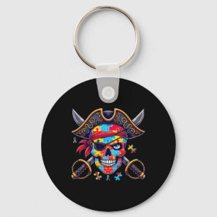 Autism Skeleton Pirate Skull Halloween Mens Womens Key Ring