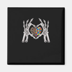 Autism Skull Hand Puzzle Piece Heart Creative Magnet