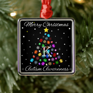 Autism Snowflake Christmas Tree Metal Tree Decoration