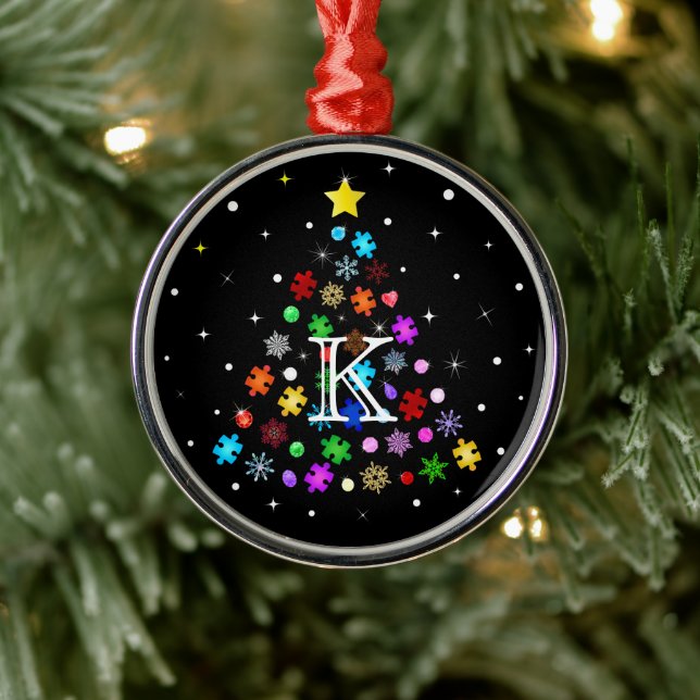 Autism Snowflake Christmas Tree Metal Tree Decoration (Tree)