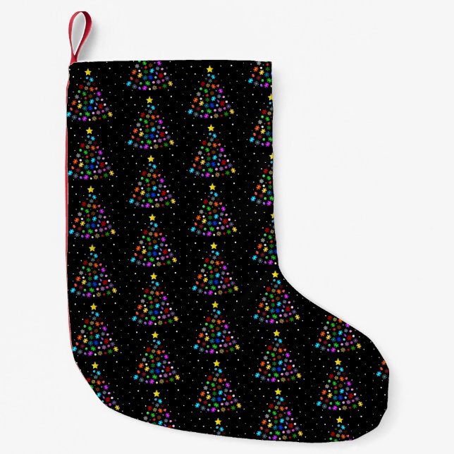 Autism Snowflake Christmas Tree Small Christmas Stocking (Front)