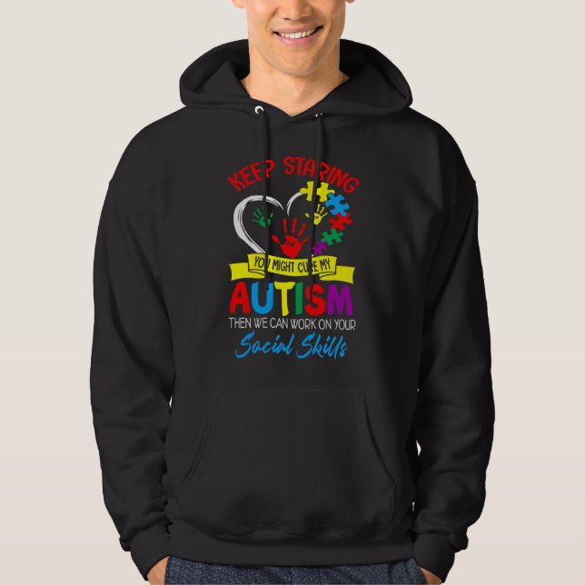Autism Social Skills Autistic Puzzle Piece Stop Ha Hoodie (Front)