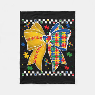 Autism Softll Coquette Bow Autism Awareness Mother Fleece Blanket