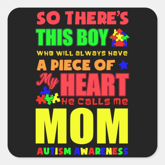 AUTISM SON Autism Awareness Gift Autistic Kids Square Sticker (Front)