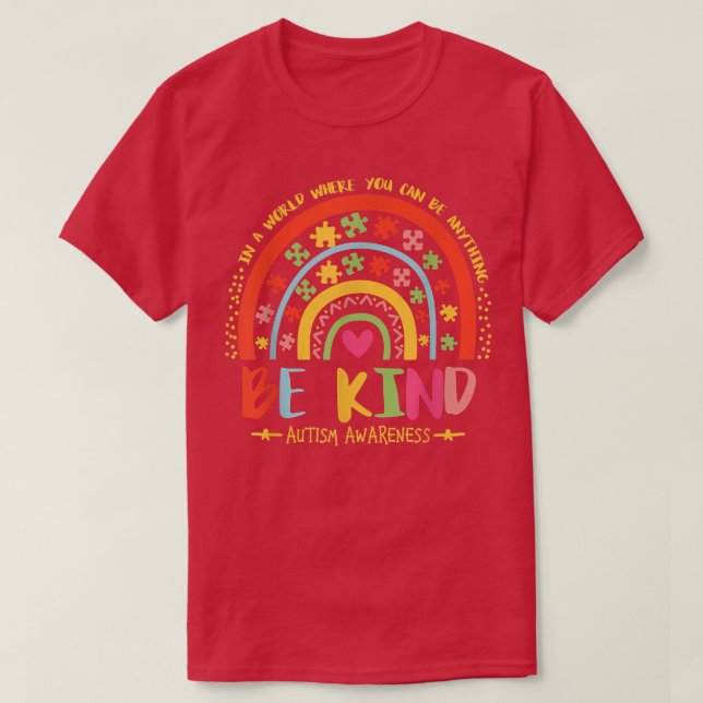 Autism Son Child Daughter Mum Be Kind Rainbow 32 T-Shirt (Design Front)