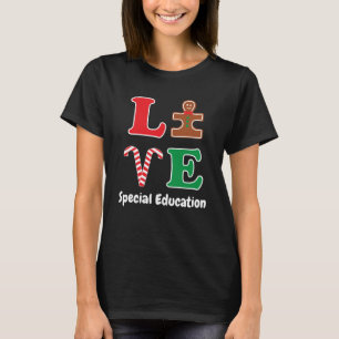 Autism Special Education Teacher Christmas Love T-Shirt