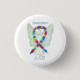Autism Spectrum Disorder Angel Puzzle Ribbon Pin