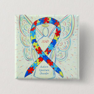 Autism Spectrum Disorder Angel Puzzle Ribbon Pins