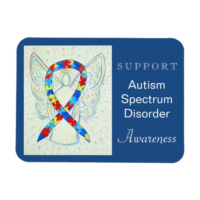 Autism Spectrum Disorder (ASD) Ribbon Angel Magnet (Horizontal)