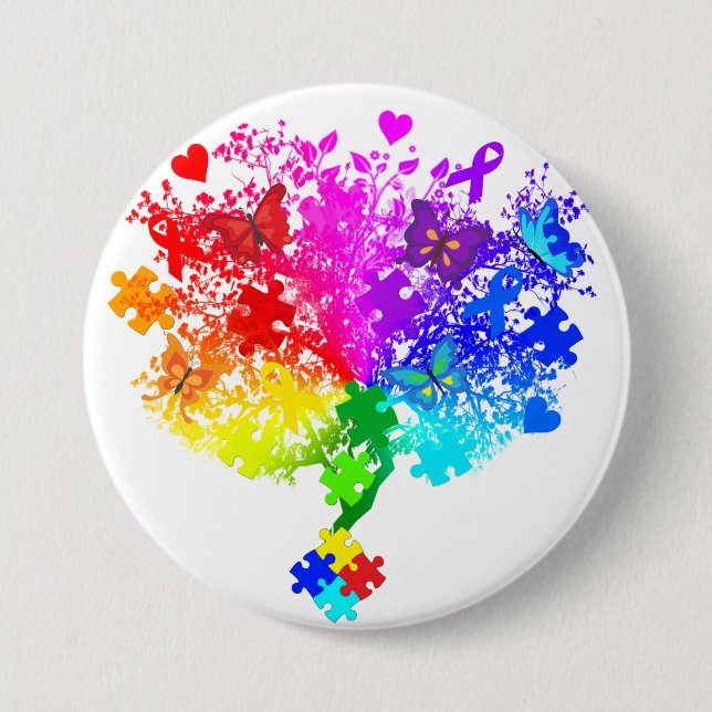 Autism Spectrum Tree 7.5 Cm Round Badge (Front)