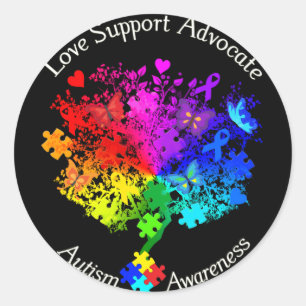 Autism Spectrum Tree Classic Round Sticker