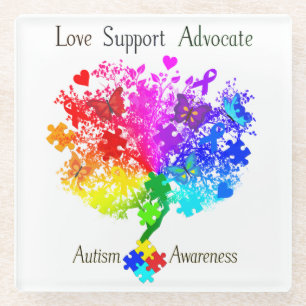 Autism Spectrum Tree Glass Coaster
