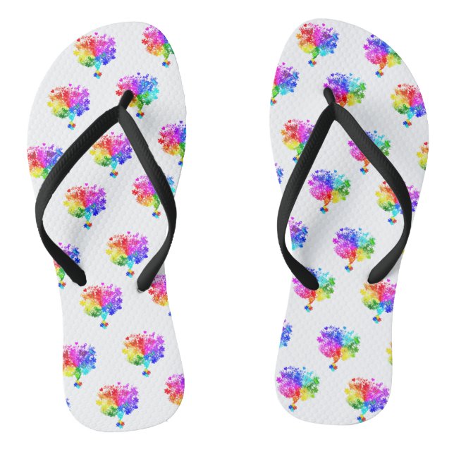 Autism Spectrum Trees Flip Flops (Footbed)