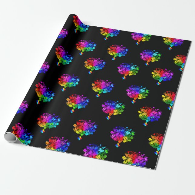 Autism Spectrum Trees Wrapping Paper (Unrolled)
