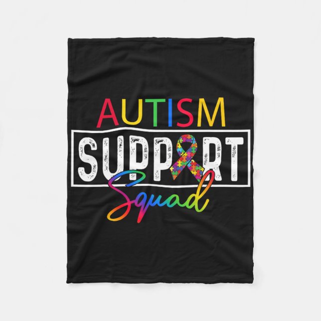 Autism Squad Awareness Autism Support Team Group F Fleece Blanket (Front)