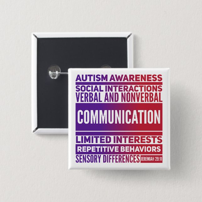 Autism- Square Button (Front & Back)