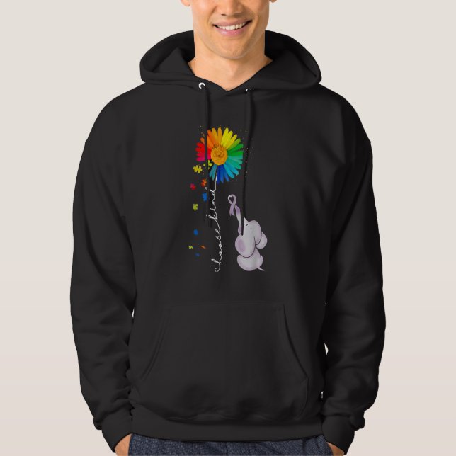 Autism Sunflower Autism Awareness Elephant Choose  Hoodie (Front)