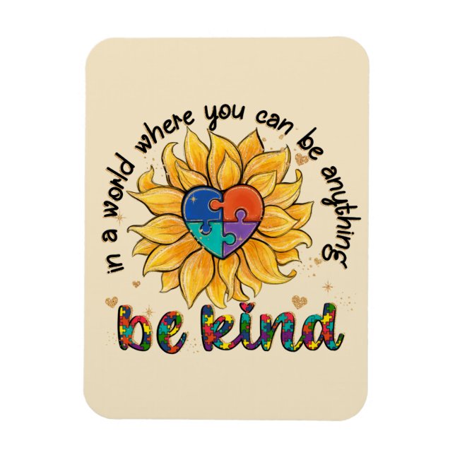 Autism Sunflower Be Kind Magnet (Vertical)