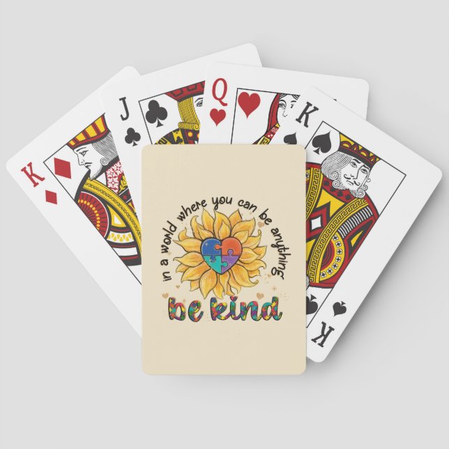 Autism Sunflower Be Kind Playing Cards (Back)