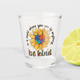 Autism Sunflower Be Kind Shot Glass