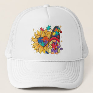 Autism Sunflower Gnome Trucker Hat