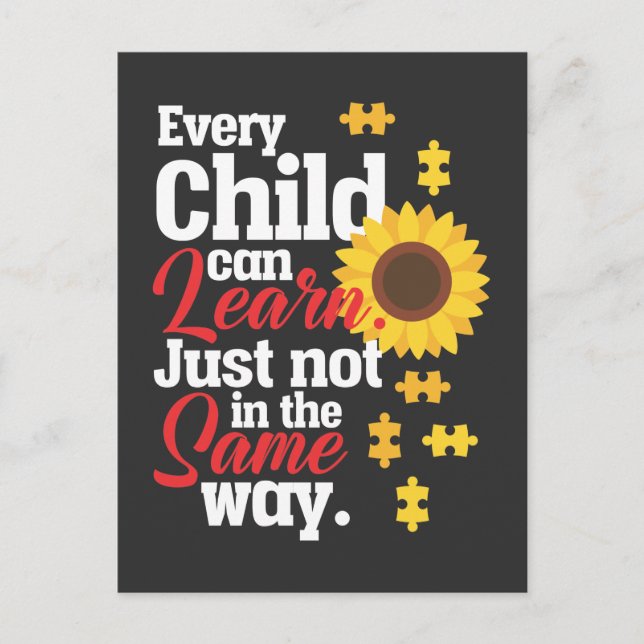 Autism Sunflower Special Education Teacher Postcard (Front)