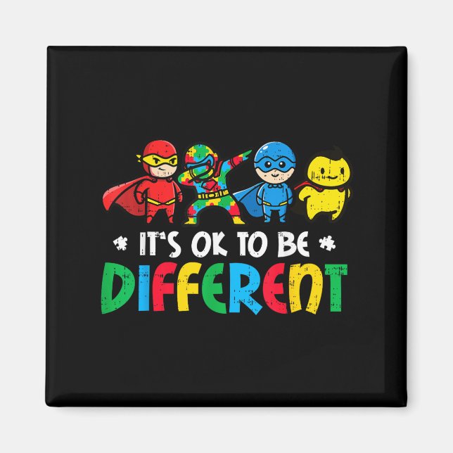 Autism superheroes to be different asd awareness magnet (Front)