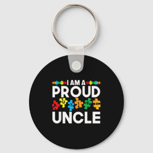 Autism support a proud uncle neurodiversity men key ring