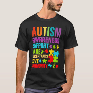 Autism Support Care Acceptance Ally Outfit Autism  T-Shirt