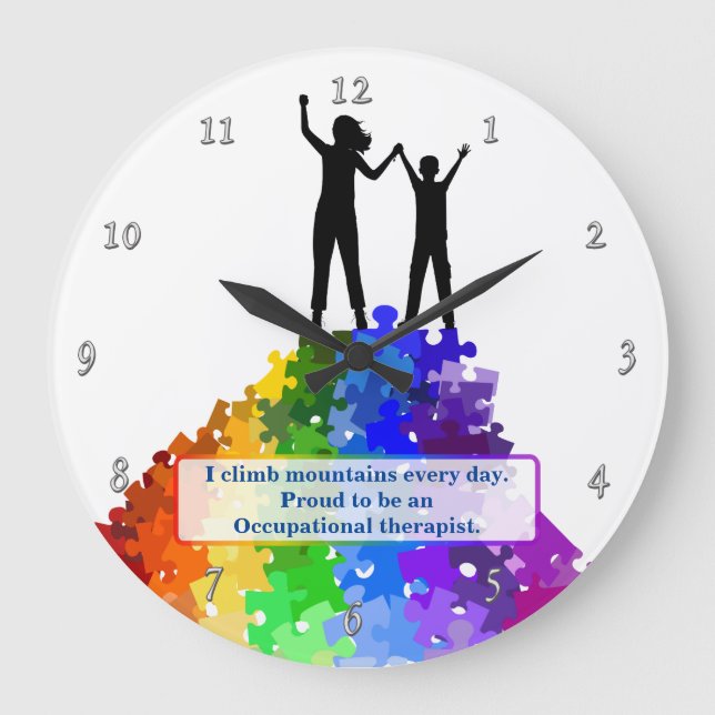Autism Support Climbing New Heights Large Clock (Front)