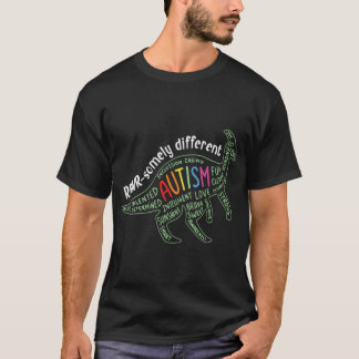 Autism Support Dinosaur Proud Autistic Saying Awar T-Shirt