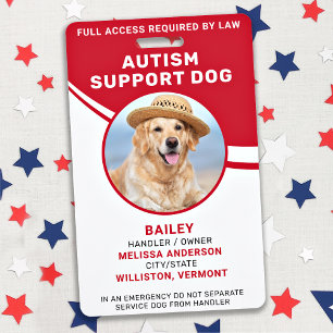 Autism Support Dog Personalised Photo Service Dog ID Badge