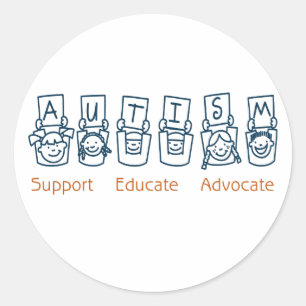 Autism: Support Educate Advocate Classic Round Sticker