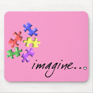 Autism Support Gifts "Imagine" Design Mouse Mat