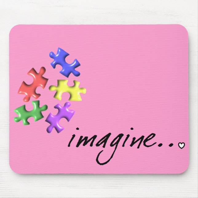 Autism Support Gifts "Imagine" Design Mouse Mat (Front)