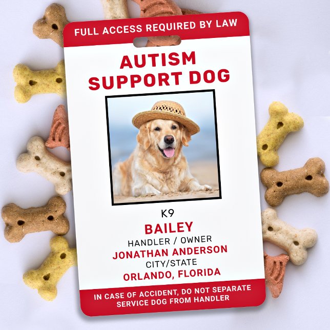 Autism Support Personalized Service Dog Photo ID ID Badge (Creator Uploaded)