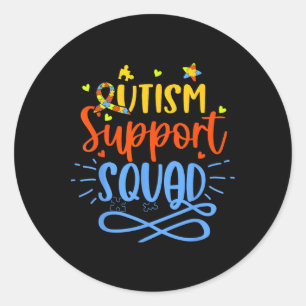 Autism Support Squad Autism Awareness Family Group Classic Round Sticker