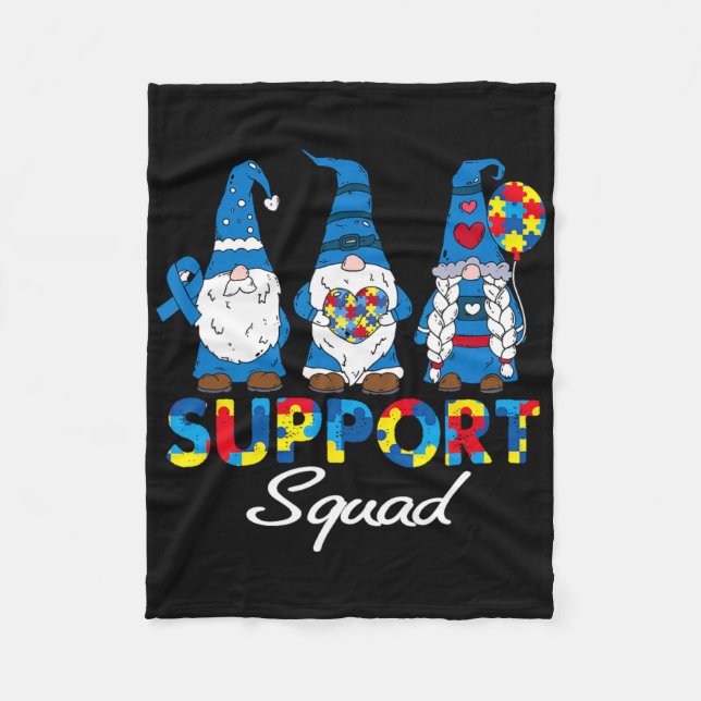 Autism Support Squad Gnomes Awareness Matching Men Fleece Blanket (Front)