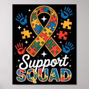 Autism support squad puzzle ribbon awareness  poster