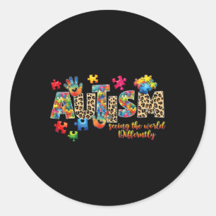 Autism Support Teacher Women Kids Autism Awareness Classic Round Sticker