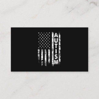 Autism T-Shirt American Flag Grunge Business Card