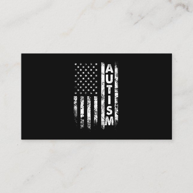 Autism T-Shirt American Flag Grunge Business Card (Front)